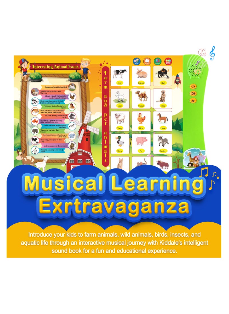 Kiddale Educational Musical Sound Book Toy for Kids 2-4 years| Farm Animals, Wild Animals, Aquatic Animals, Birds, Animal Young Ones with Activities like Drawing, Coloring, Puzzle, Rhymes, Stories, Poems  - Image 5