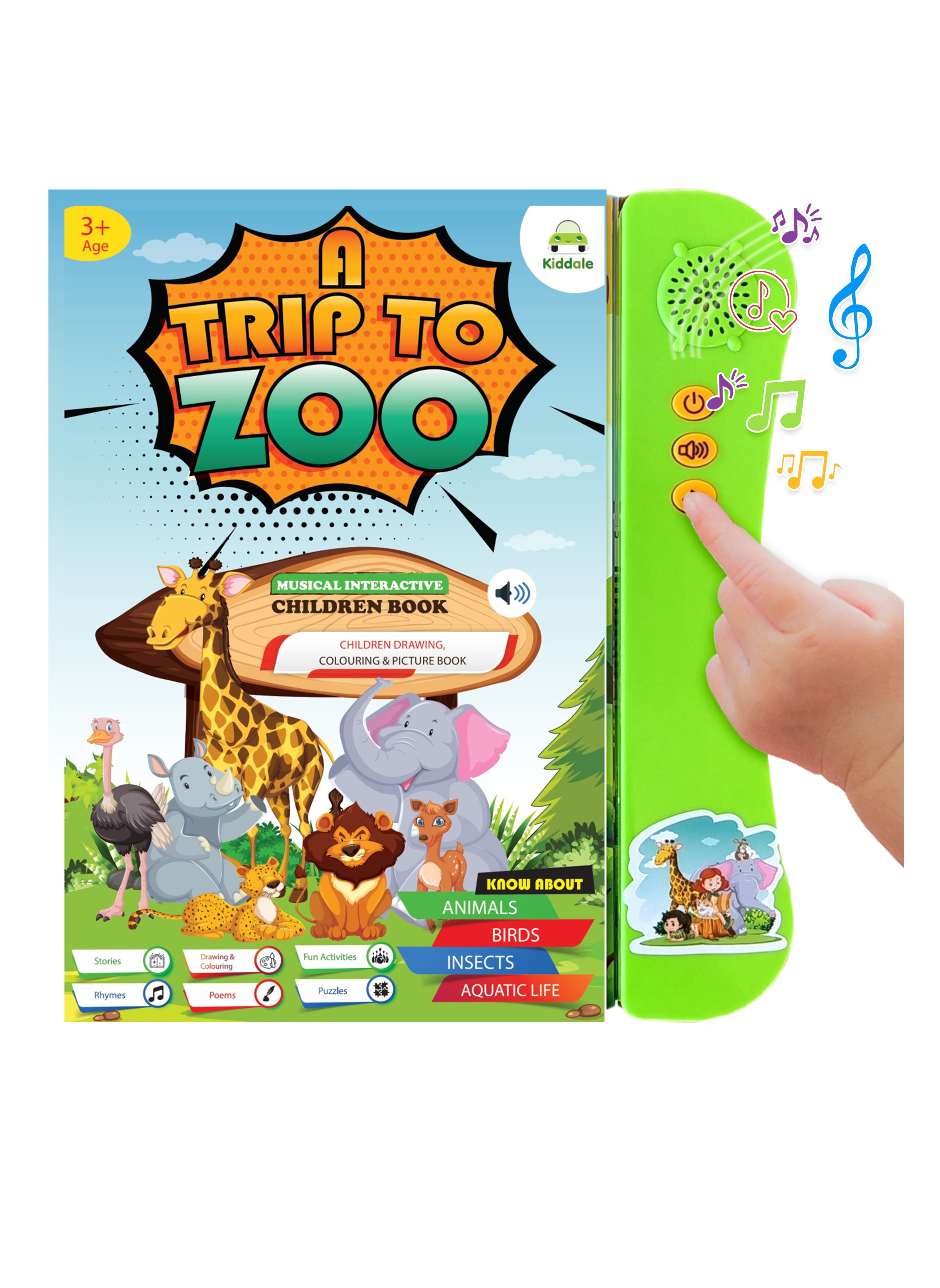 Educational Musical Sound Book Toy for Kids 2-4 years| Farm Animals, Wild Animals, Aquatic Animals, Birds, Animal Young Ones with Activities like Drawing, Coloring, Puzzle, Rhymes, Stories, Poems 