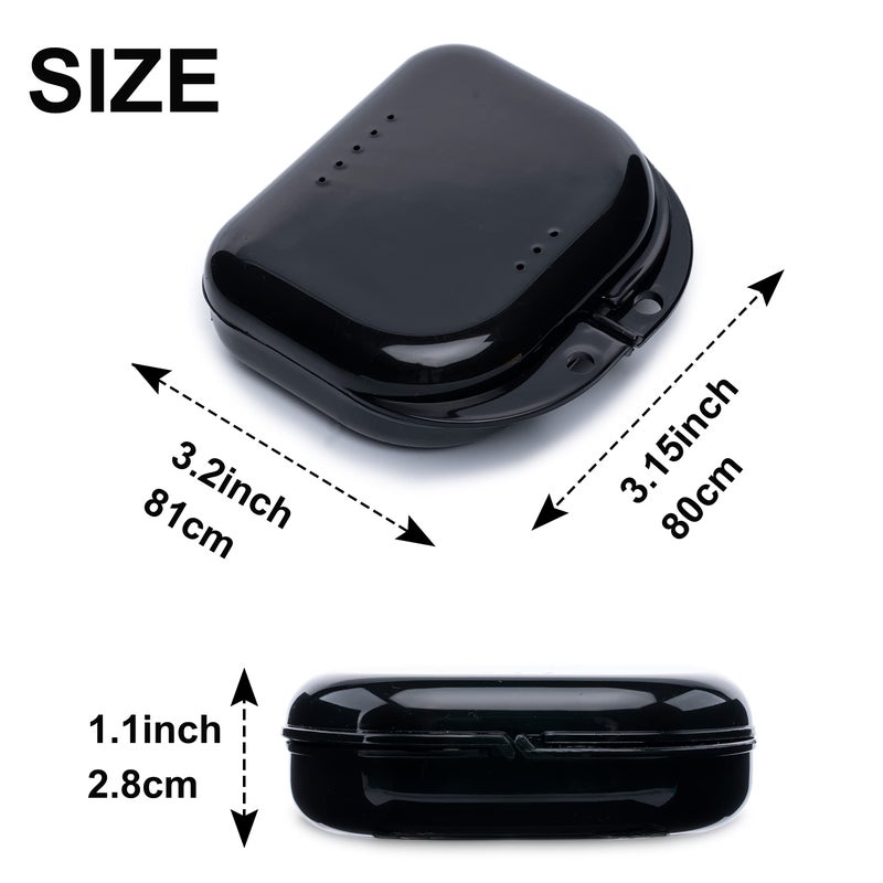 Hoewina Retainer Case with Vent Holes, 6 Pcs Denture Case, Tight Snap Lock Orthodontic Mouth Guard Caseï¼Œ Black, White, Yellow, Light Purple, Pink and Blue, Easy to Use - Image 2