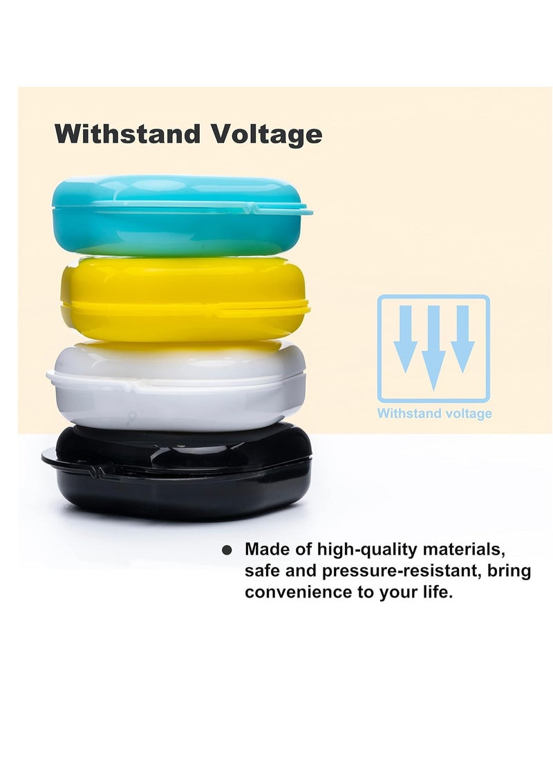 Hoewina - Retainer Case with Vent Holes, 6 Pcs Denture Case, Tight Snap Lock Orthodontic Mouth Guard Case， Black, White, Yellow, Light Purple, Pink and Blue, Easy to Use - Image 1