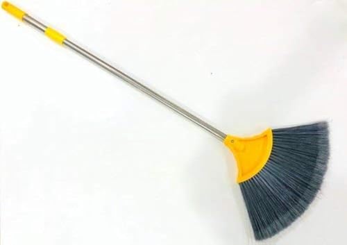 ARUZEN - [5 ft] Broom with Long Stainless Steel Rod and Extendable Cobweb Cleaner Stick Handle Brush Use in Fan, Ceiling, and Roof Cleaning - Multicolor - [ Pack of 1 ] - Image 1