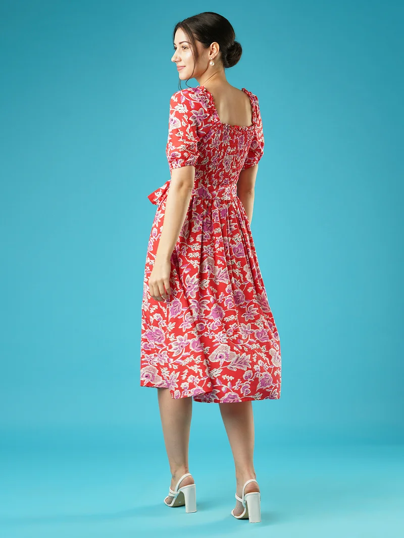 globus Women Floral Print Fit & Flare Midi Dress