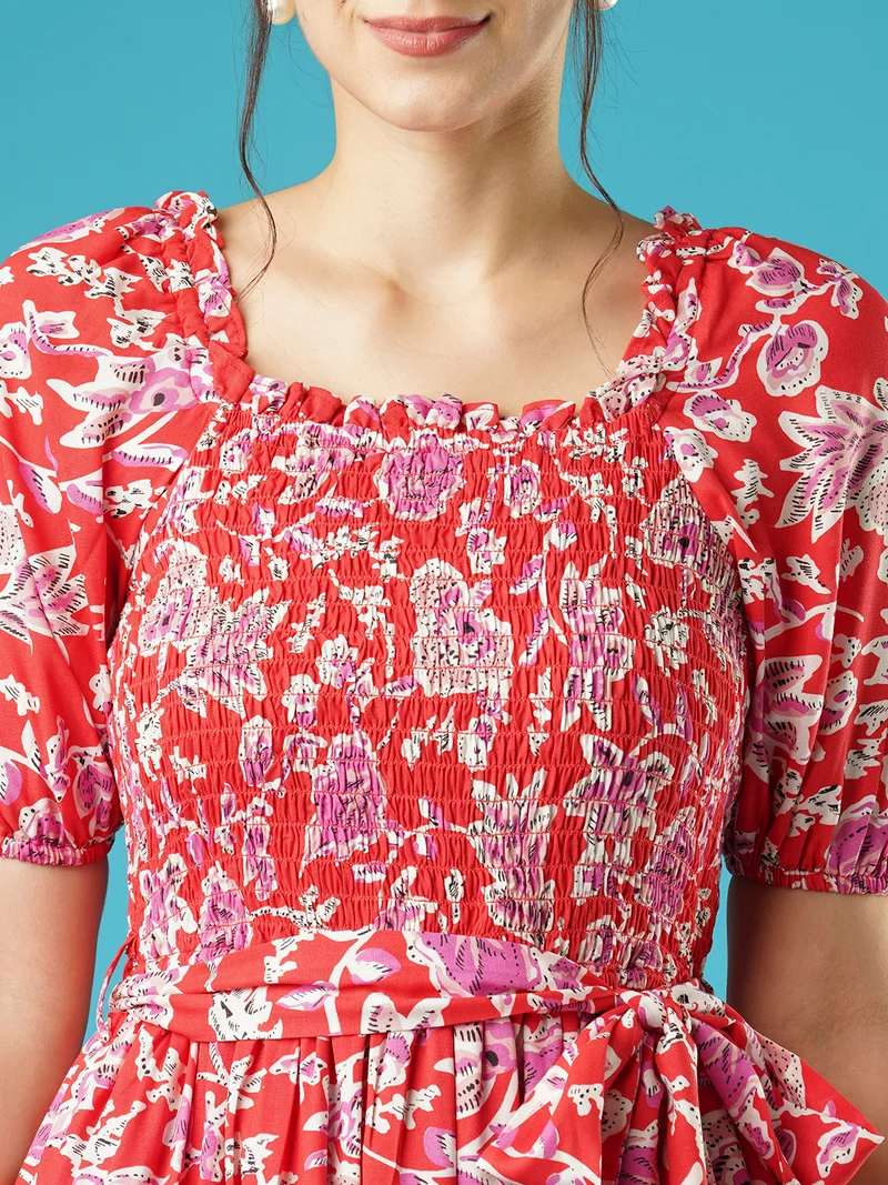 globus Women Floral Print Fit & Flare Midi Dress