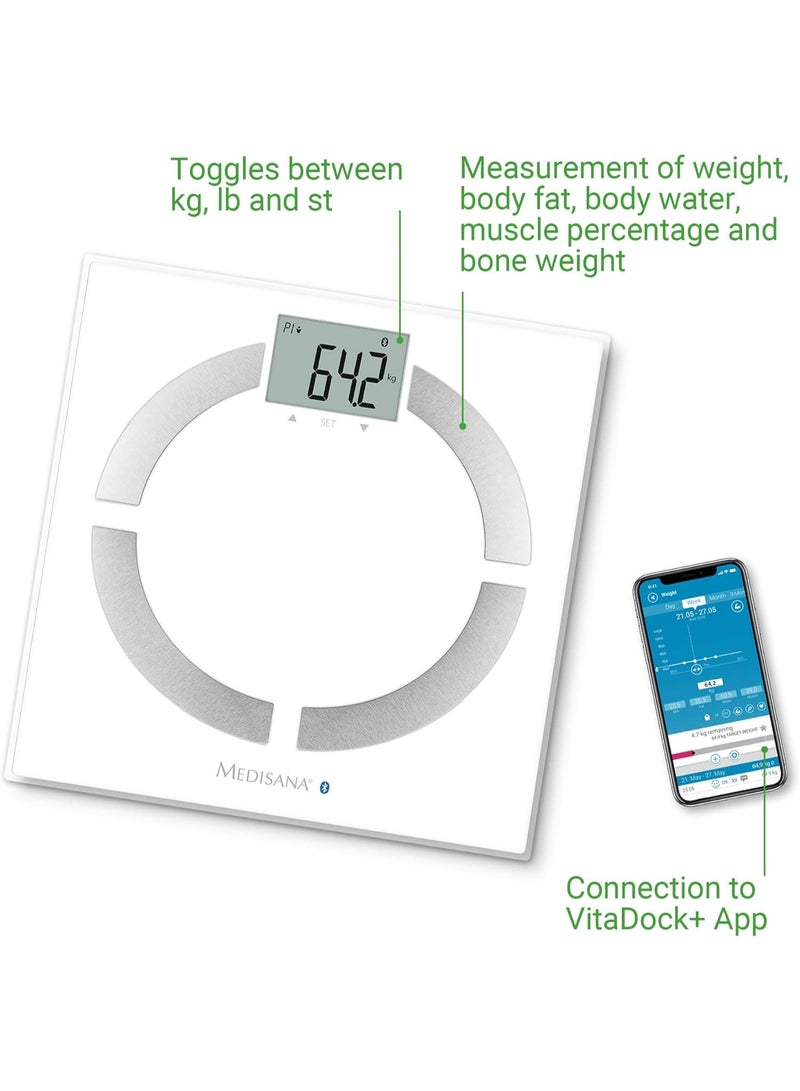 ميديسانا ميزان تحليل الجسم الذكي كونكت BS444 من ميديسانا، لون ابيض - Image 2