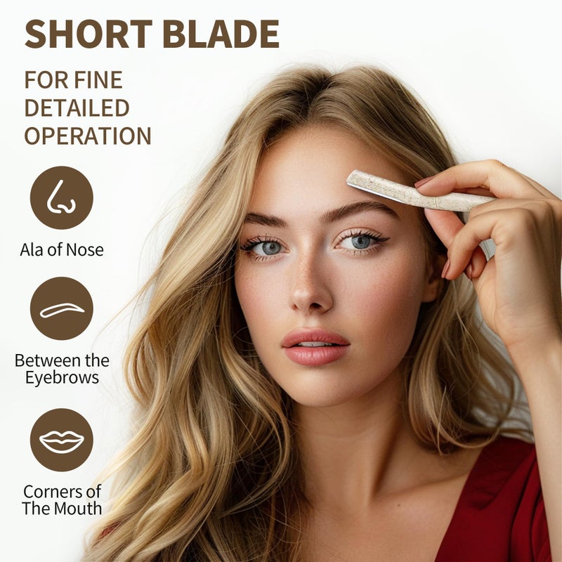 derloyo 6-Pack Eyebrow Razor for Women | Dermaplane Facial Razor for Face | Hair Trimmer Face Razor for Body Use | Multipurpose Facial Hair Removal Disposable Blades Eyebrow Tool - Image 2