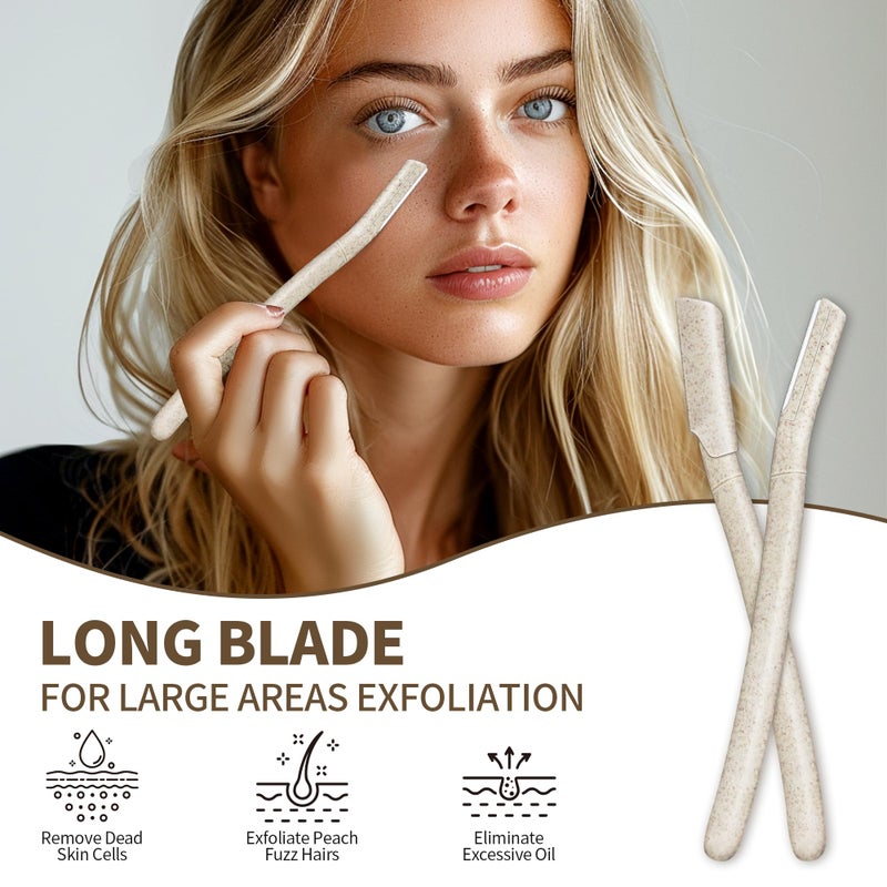 derloyo 6-Pack Eyebrow Razor for Women | Dermaplane Facial Razor for Face | Hair Trimmer Face Razor for Body Use | Multipurpose Facial Hair Removal Disposable Blades Eyebrow Tool - Image 3