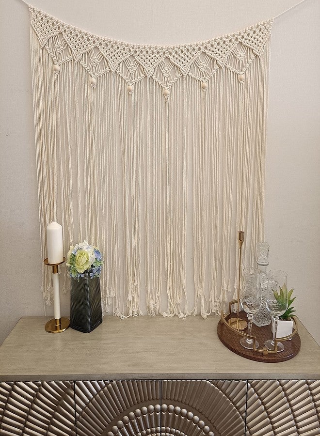 kiido Macrame Wall Hanging, Hanging Wall Tapestry Large Bohemian Wall Decoration Macrame Curtain fringe Backdrop Wall Decor for Wedding Living Room Bedroom Gallery, 38"x 33" - Image 2