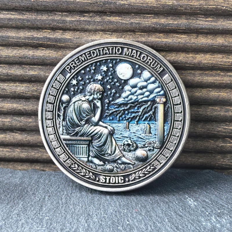 CYOUNG Stoic Challenge Coin â€“ Premeditatio Malorum Design with Seneca Quote â€“ Motivational Coin for Philosophy Enthusiasts and Collectors ï»¿ - Image 5