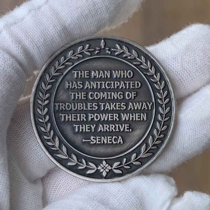 CYOUNG Stoic Challenge Coin â€“ Premeditatio Malorum Design with Seneca Quote â€“ Motivational Coin for Philosophy Enthusiasts and Collectors ï»¿ - Image 4