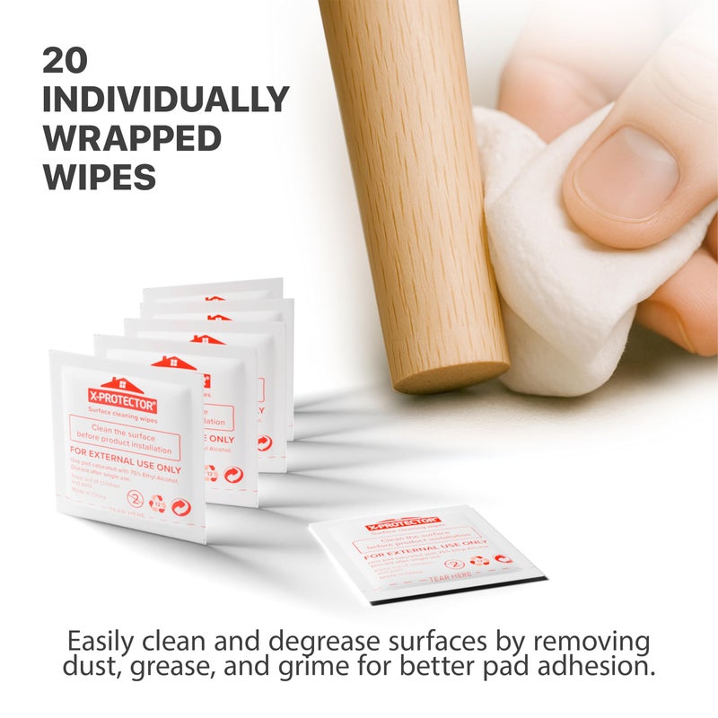 X-Protector Furniture Pads Preparation Set - Includes Metal File, Microfiber Cloth & 20 Cleaning Wipes - Furniture Surface Prep Kit for Easy Installation of Furniture Pads! - Image 3