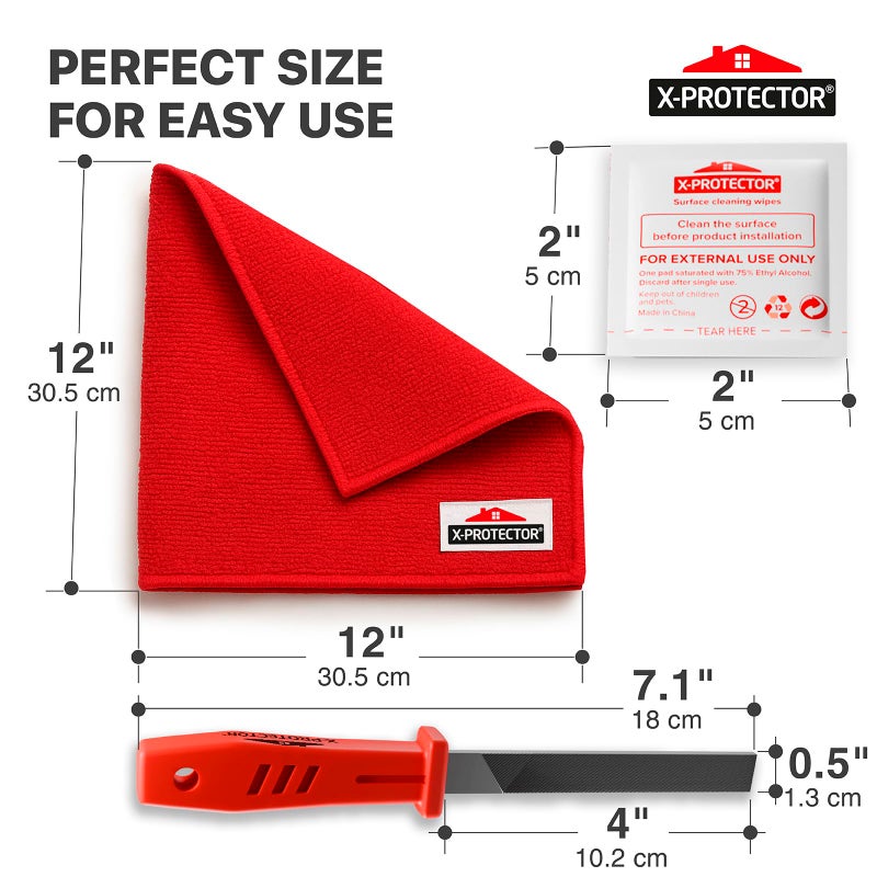 X-Protector Furniture Pads Preparation Set - Includes Metal File, Microfiber Cloth & 20 Cleaning Wipes - Furniture Surface Prep Kit for Easy Installation of Furniture Pads! - Image 5