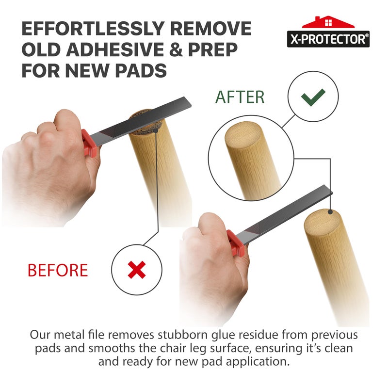 X-Protector Furniture Pads Preparation Set - Includes Metal File, Microfiber Cloth & 20 Cleaning Wipes - Furniture Surface Prep Kit for Easy Installation of Furniture Pads! - Image 2