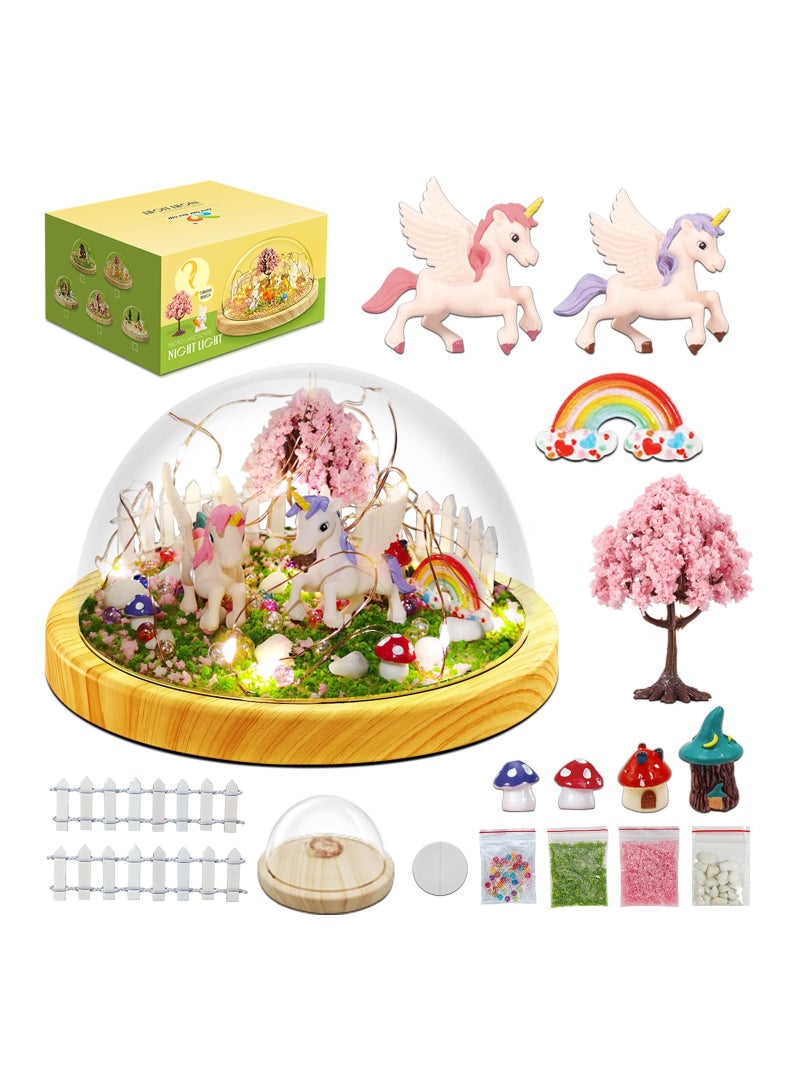مجموعة صناعة مصباح يونيكورن الليلي الإبداعي - إصدار ترقية USB لمصباح يونيكورن السحري، مجموعة حرف يدوية ولعبة يونيكورن للفتيات، هدية مصباح الليل السحري، لعبة يونيكورن للفتيات من 4 إلى 10 سنوات. - Image 1
