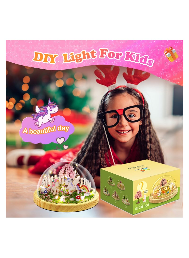 مجموعة صناعة مصباح يونيكورن الليلي الإبداعي - إصدار ترقية USB لمصباح يونيكورن السحري، مجموعة حرف يدوية ولعبة يونيكورن للفتيات، هدية مصباح الليل السحري، لعبة يونيكورن للفتيات من 4 إلى 10 سنوات. - Image 2