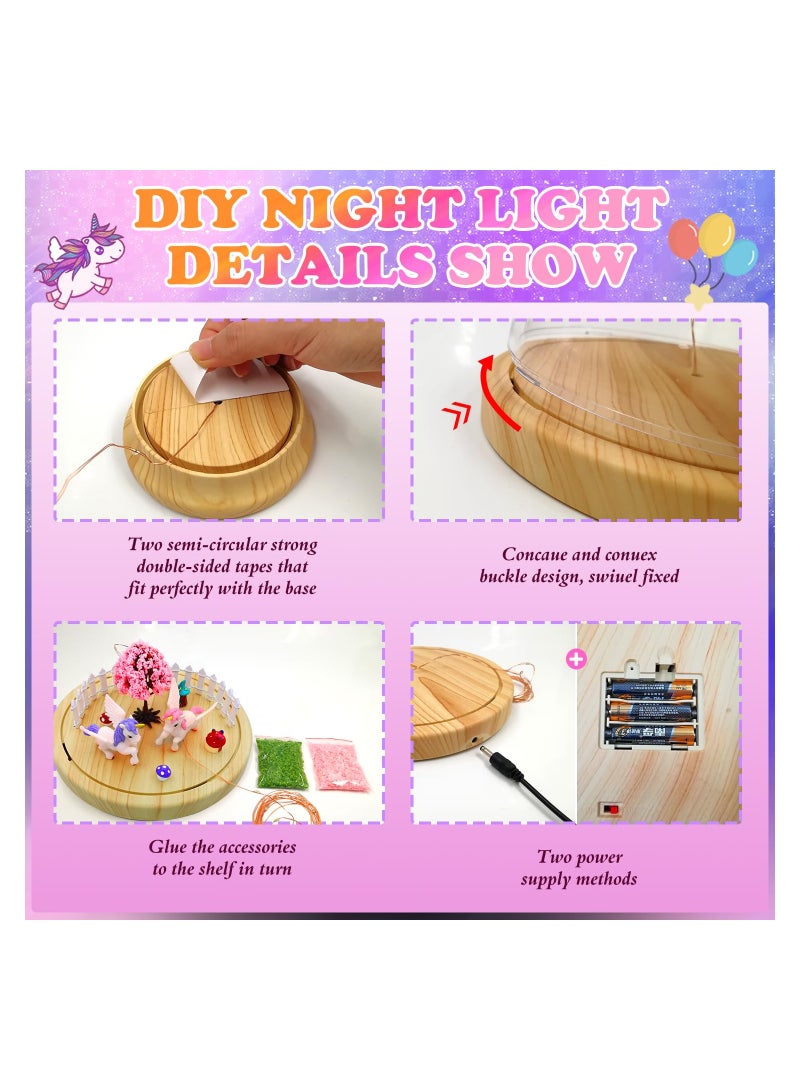 مجموعة صناعة مصباح يونيكورن الليلي الإبداعي - إصدار ترقية USB لمصباح يونيكورن السحري، مجموعة حرف يدوية ولعبة يونيكورن للفتيات، هدية مصباح الليل السحري، لعبة يونيكورن للفتيات من 4 إلى 10 سنوات. - Image 3