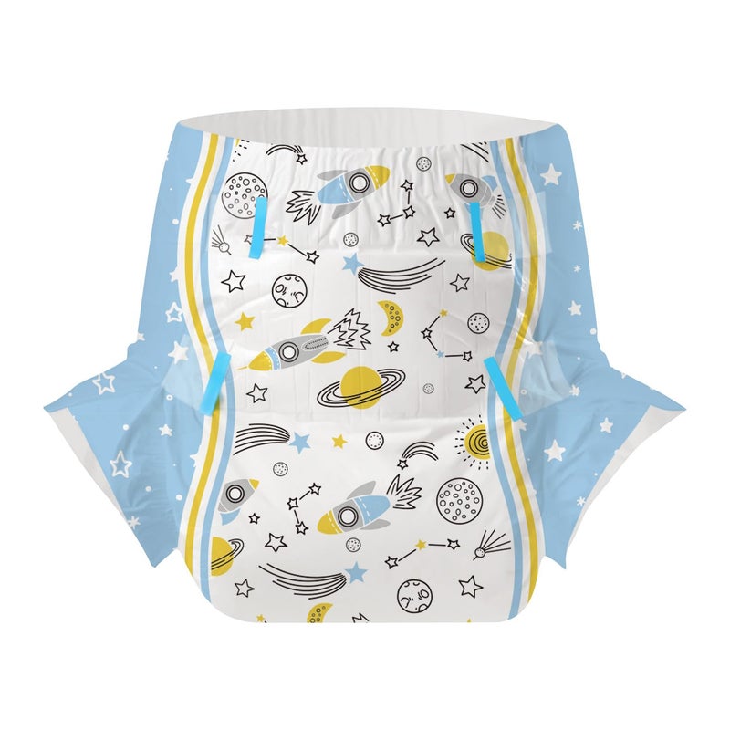 CutiePlusU Adult Diapers 2 Pieces, Incontinence Briefs with Tabs for Women and Men, Maximum Overnight Absorbency- Cosmic Adventurer (Medium 28"-38") - Image 2