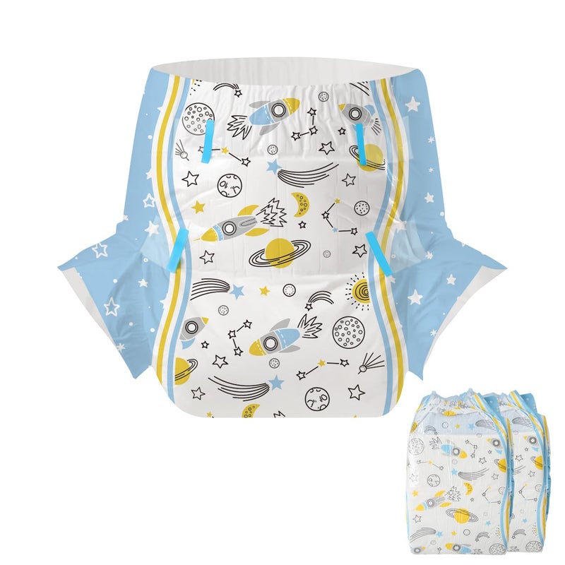CutiePlusU Adult Diapers 2 Pieces, Incontinence Briefs with Tabs for Women and Men, Maximum Overnight Absorbency- Cosmic Adventurer (Medium 28"-38") - Image 1
