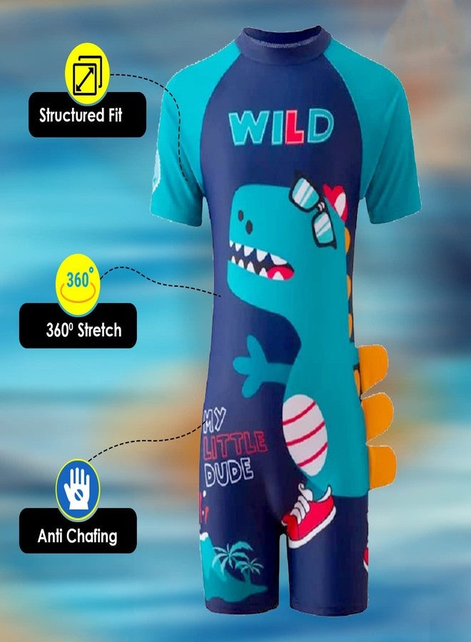 SG-Mart Swimsuits One Piece Swimwear Sun Protection Quick Wild Blue Design Toddler Summer Bathing Suit for Girls Baby Boys Kids (Blue-Size-3XL,1-Pcs) - Image 3