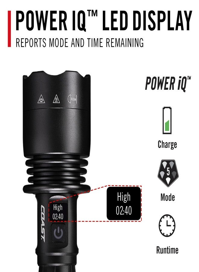 كوست مصباح يدوي كوست XP40R LED ثنائي الطاقة قابل لإعادة الشحن بقوة 8000 لومن مع شاشة POWERiQ™ في الوقت الفعلي، و5 أوضاع إضاءة، وشعاع رؤية فائق، وتركيز دفع/سحب - Image 4
