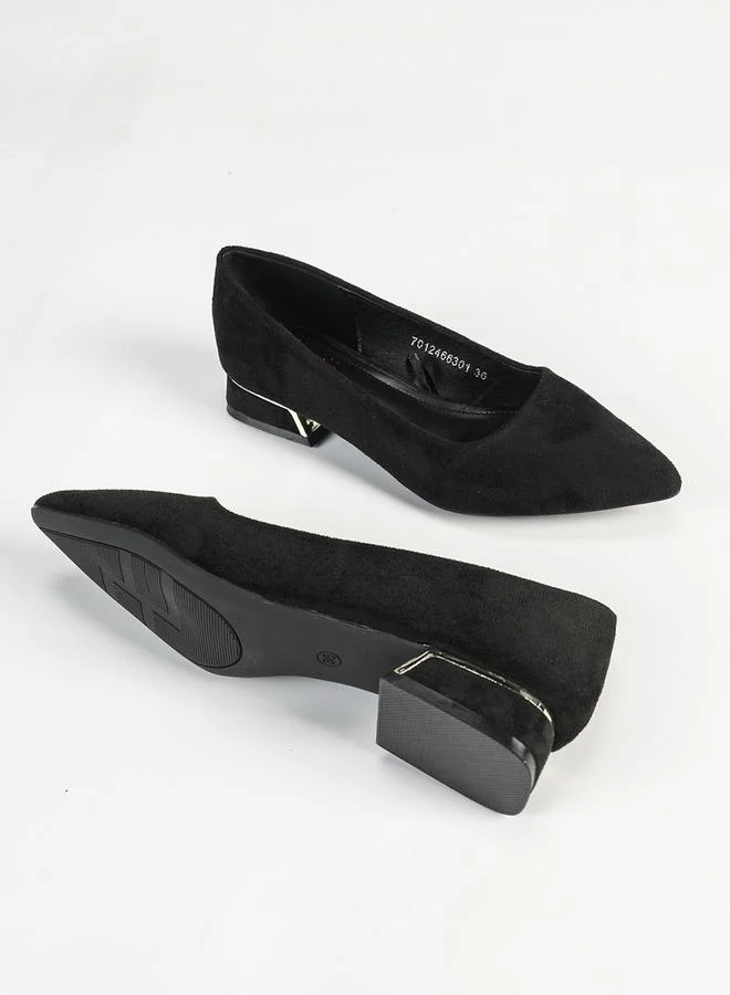 Sneak-a-Peek Plain Pointed Toe Suede Block Heel Shoes