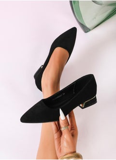 Sneak-a-Peek Plain Pointed Toe Suede Block Heel Shoes  - Image 5