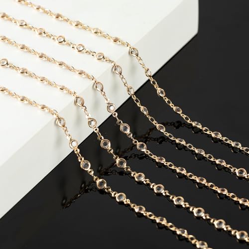 KYUNHOO 16.4 Feet Jewelry Making Supplies Set Gold Plated Brass Chain for Jewelry Craft Making Clear Beaded Necklace Chains Roll with Jump Rings Lobster Clasps - Image 5