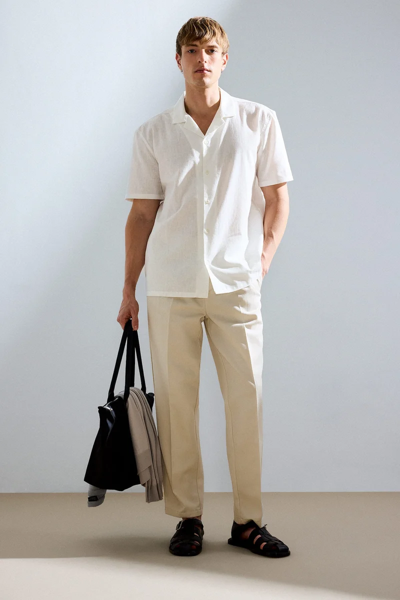 Relaxed Fit 100% Cotton Straight Leg Chino Trousers