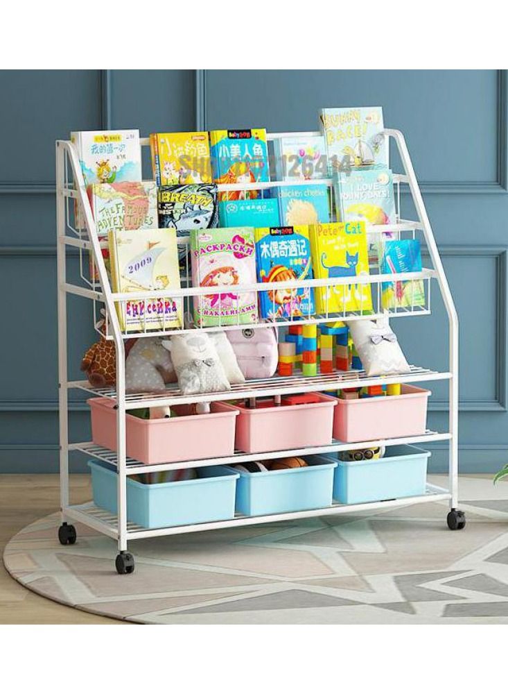 DubaiGallery Simple children's toy storage rack baby bookshelf picture book rack iron home floor kindergarten multi-layer bookshelf  - Image 1