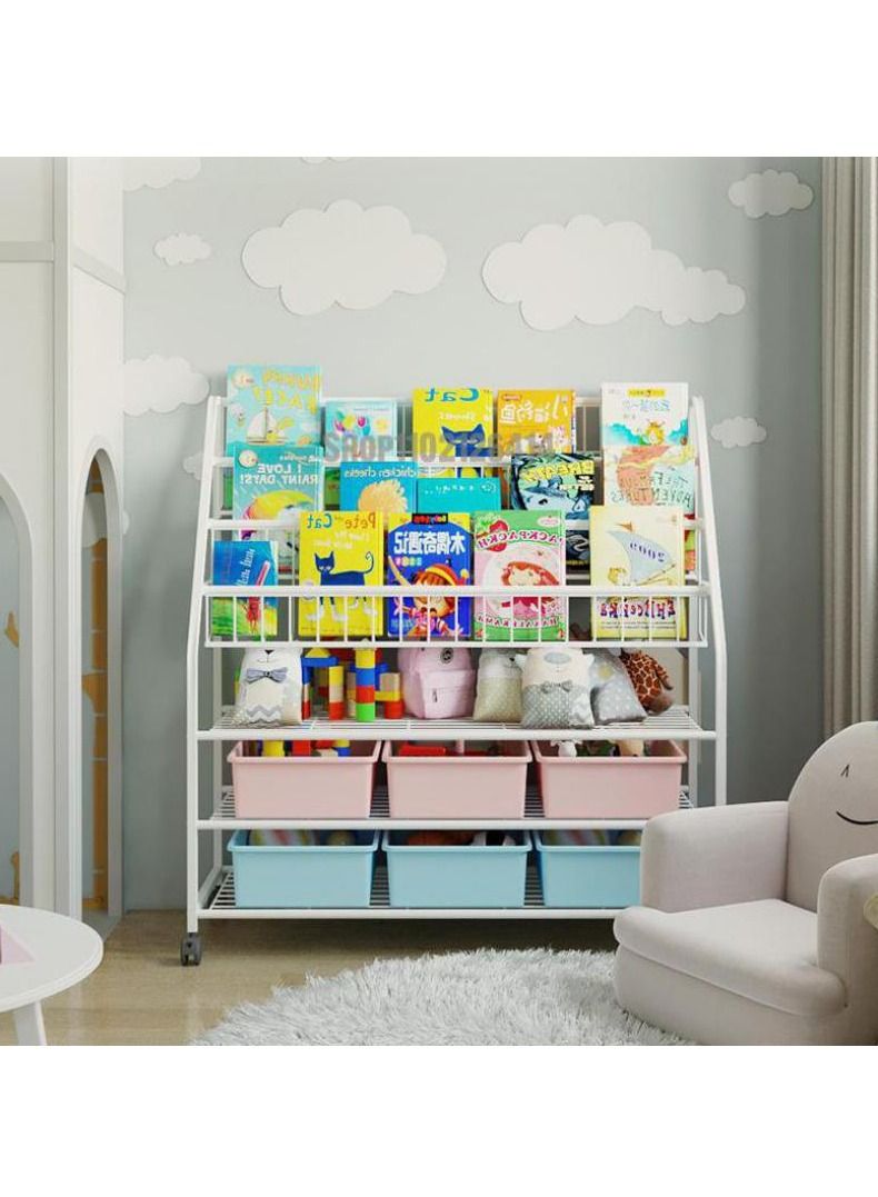 DubaiGallery Simple children's toy storage rack baby bookshelf picture book rack iron home floor kindergarten multi-layer bookshelf  - Image 2