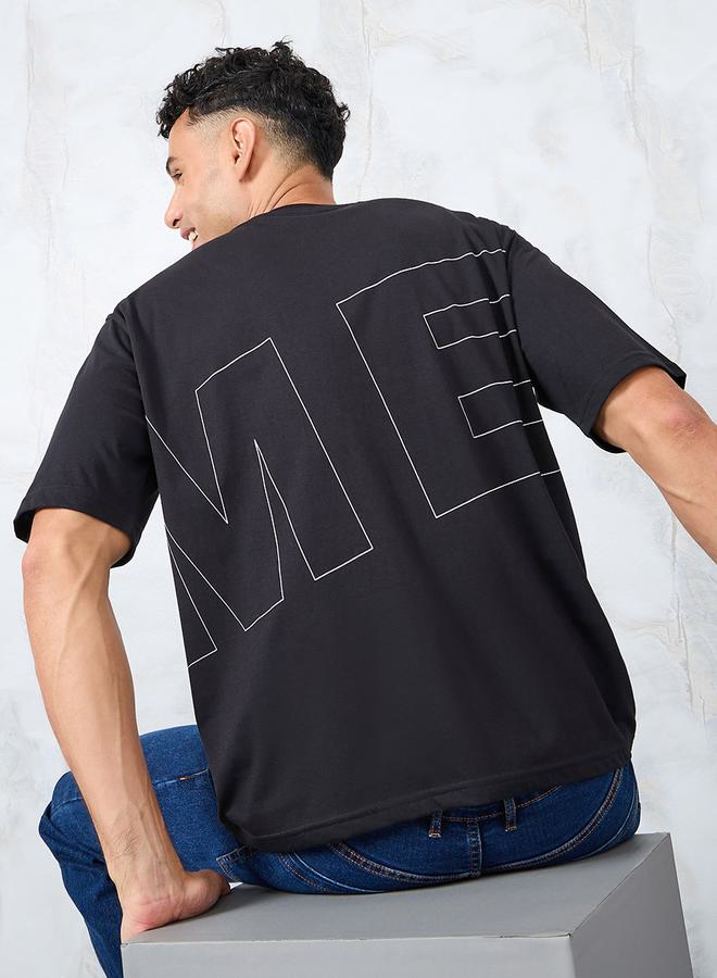 Styli Front and Back Slogan Print Oversized T-Shirt  - Image 1