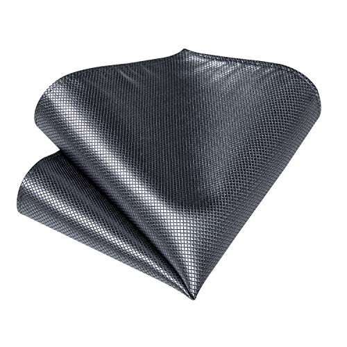 DiBanGu Mens Solid Color Tie and Pocket Square Set Woven Silk Plain Necktie & Handkerchief for Men Wedding Party Formal, Grey - Image 5
