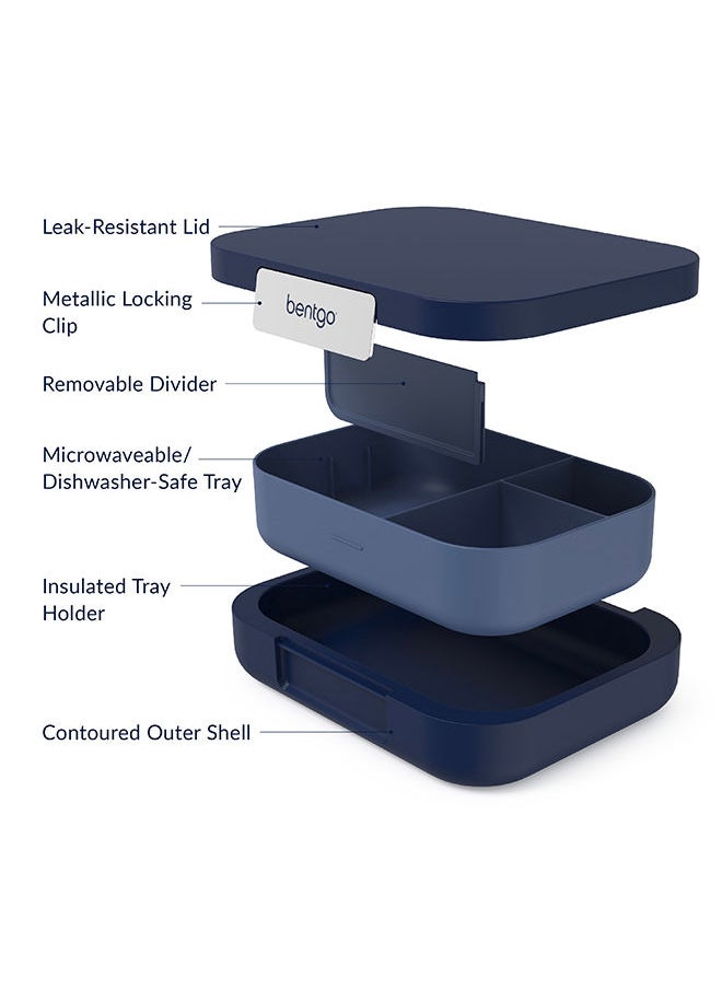 Modern Versatile 4 - Compartment Bento - Style Lunch Box For Adults And Teens, Leak - Resistant, Ideal For On - The - Go Balanced Eatingbpa - Free, Matte Finish And Ergonomic Design (Navy)