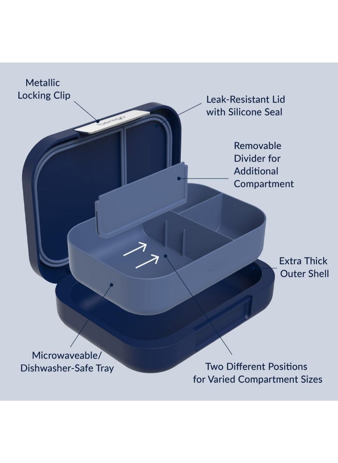 Modern Versatile 4 - Compartment Bento - Style Lunch Box For Adults And Teens, Leak - Resistant, Ideal For On - The - Go Balanced Eatingbpa - Free, Matte Finish And Ergonomic Design (Navy)