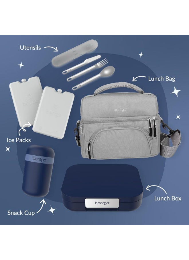 Modern Versatile 4 - Compartment Bento - Style Lunch Box For Adults And Teens, Leak - Resistant, Ideal For On - The - Go Balanced Eatingbpa - Free, Matte Finish And Ergonomic Design (Navy)