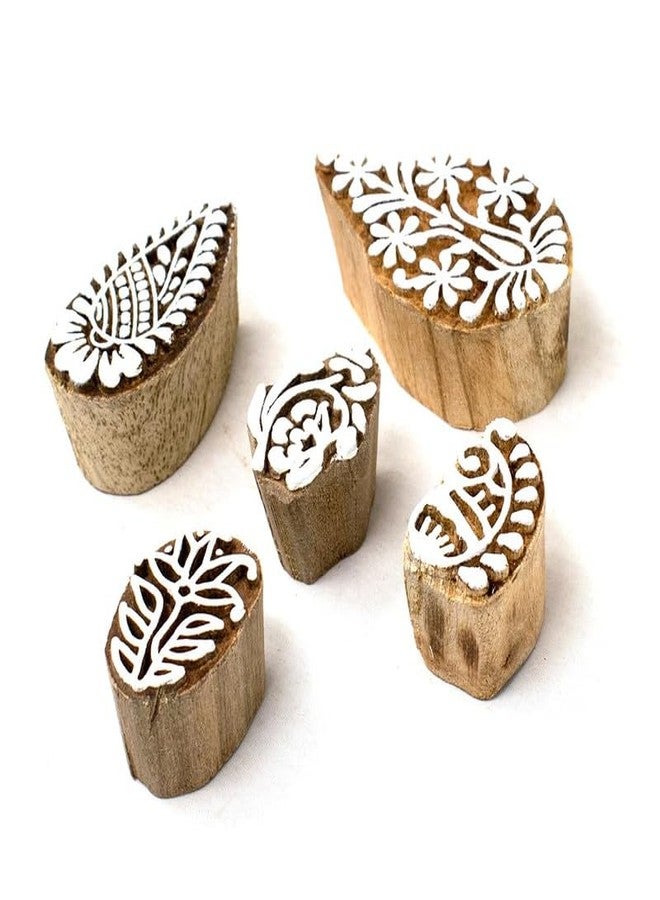 TwoGrams | Set of 5 | Wooden Indian Traditional Design Printing Stamps/Blocks for Printing Saree Border/Dresses/Craft Card Making/Scrapbook/Clay Pottery - Image 2