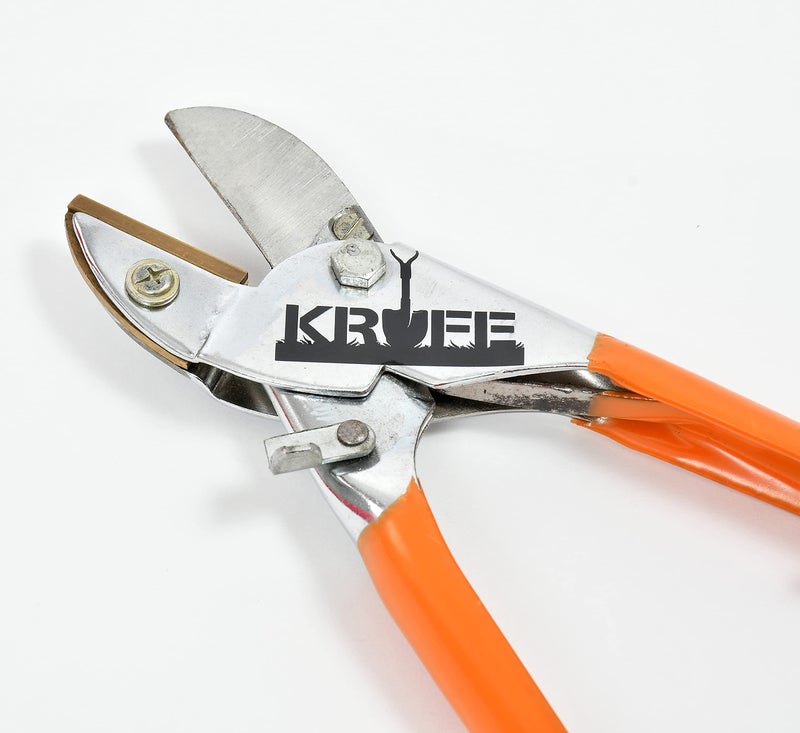 KRUFE Anvil Pruning Shears with Stainless Steel Blade and Brass Anvil | Manual Garden Secateurs for Cutting Dry and Hard Branches | Ergonomic Handle Hand Pruner for Gardening and Plant Care (Orange) - Image 1