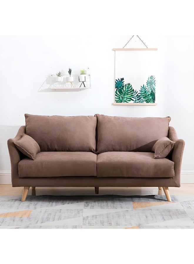 Comfynest Comfynest Scandinavian Cotton And Linen Sofa For 3 With Foam Filling And Flared Arms 173X75X78 Cm Orange Red  - Image 4