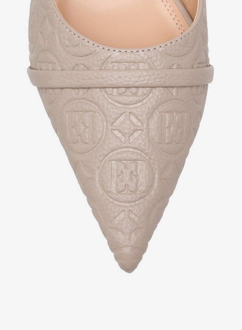 ELLE Women's Monogram Embossed Slip-On Mules with Kitten Heels - Image 4