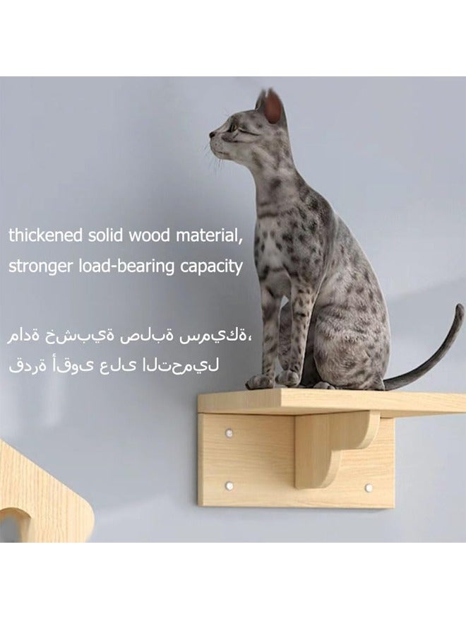 Generic Cat Climbing Shelves Wall Mounted, Wood Cat Wall Shelf and Cat Perch Set, Cat Climbing Frame Bridge Ladder Steps Indoor Wooden with Sisal Scratching Post and 4 Cat Wall Shelves Natural Wood Cat Walkways for Sleeping, Playing, Climbing, and Lounging  - Image 5