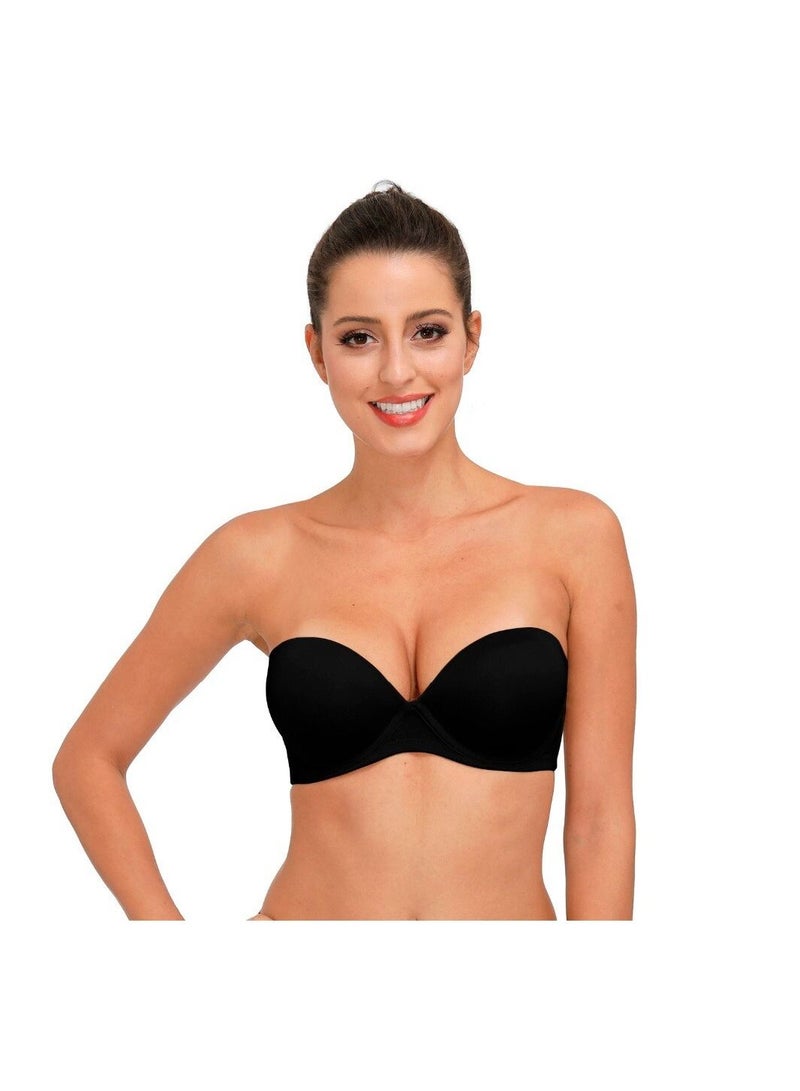 DubaiGallery Women's Strapless Bra Invisible Underwear Wedding Push Up Bra Half Cup  - Image 1