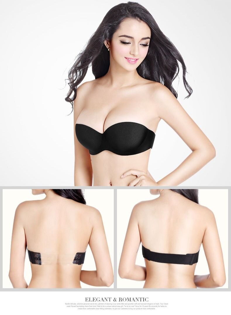 DubaiGallery Women's Strapless Bra Invisible Underwear Wedding Push Up Bra Half Cup  - Image 5