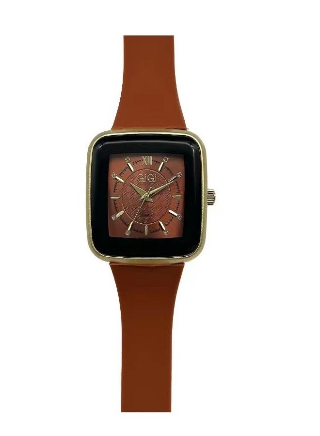 GIGI Analog Watch With Orange Leather Strap - Image 3
