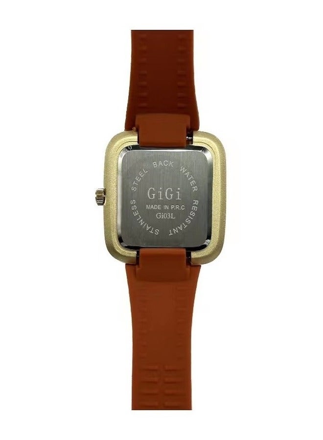 GIGI Analog Watch With Orange Leather Strap - Image 4