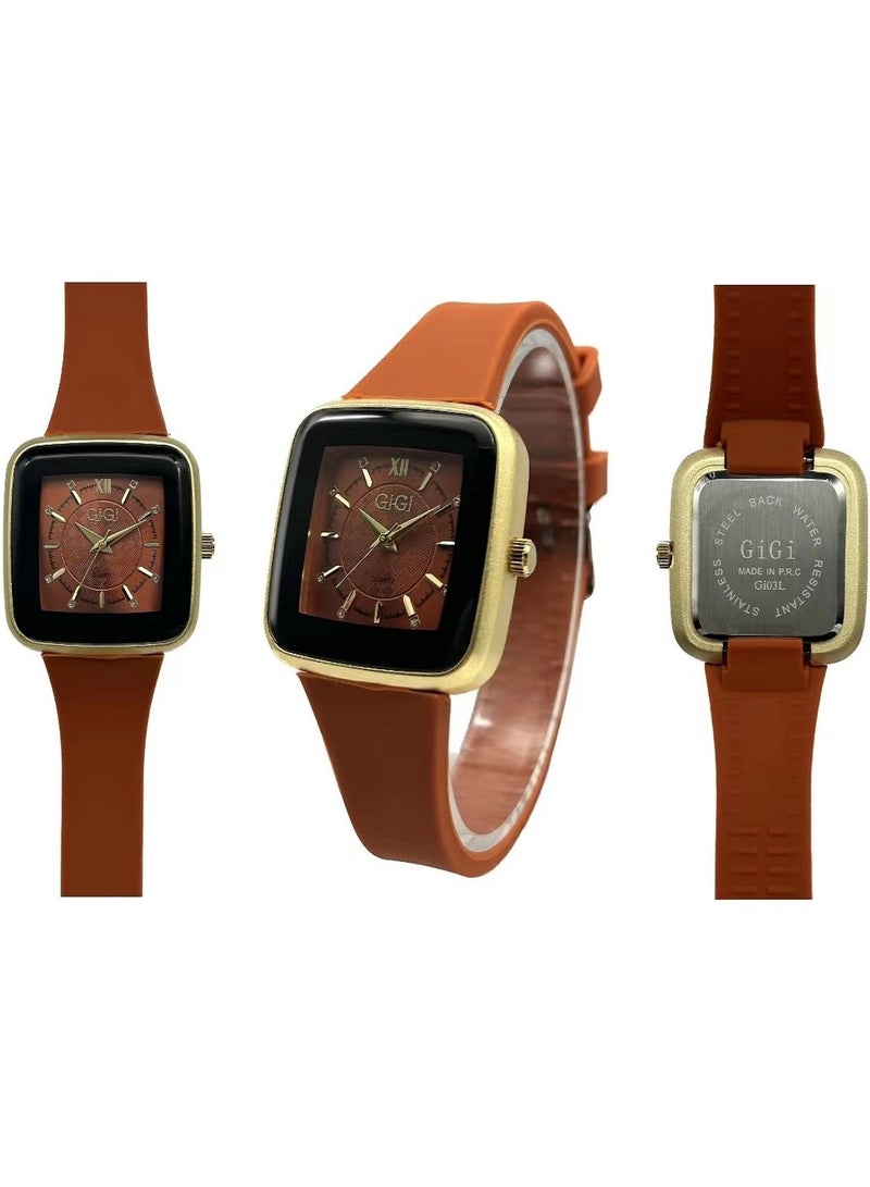 GIGI Analog Watch With Orange Leather Strap - Image 5