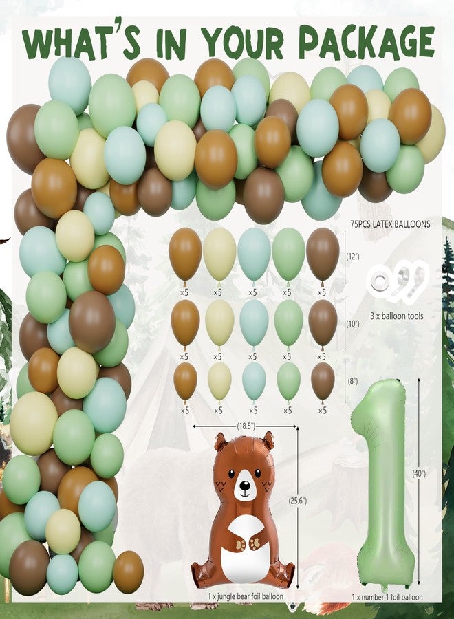 THAWAY One Happy Camper Birthday Decorations 109Pcs Camping 1st Birthday Party Supplies Camp Themed Balloon Garland with Balloon Box Backdrop Monthly Photo High Chair Banner Cake Topper Cutout Crown Poster - Image 3