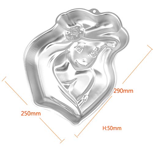 TinLeJa Cake Decorator Preferred Princess Girl Shaped Birthday Party Cake Pan, 3D Aluminum Cake Decorating Mould Baking Pan Kitchen Supplies - Image 3