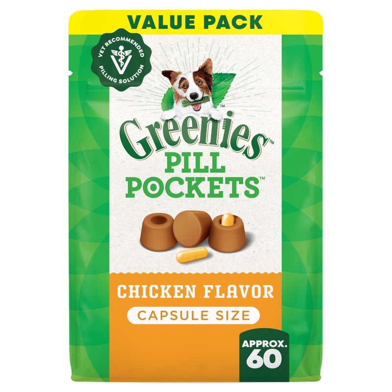 Greenies Pill Pockets for Dogs Large Size, Soft Dog Treats, Chicken Flavor, 15.8 oz. Pouch (60 Treats) - Image 1