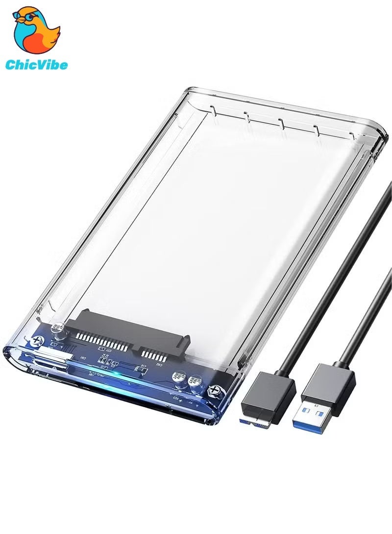ChicVibe 2.5'' External Hard Drive Enclosure USB 3.0 to SATA III Tool-Free Clear Hard Disk Case for 2.5 inch 7mm 9.5mm SATA HDD SSD Max 6TB Support UASP - Image 1