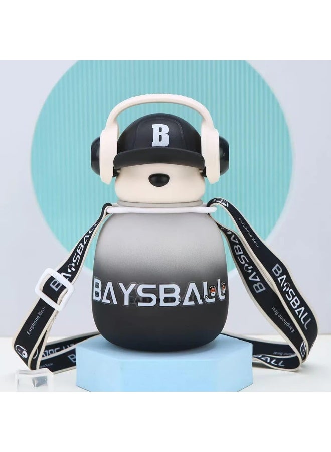 Baysa Baseball Bear Shaped Water Bottle Headphone Holder for Kids, 650ml School Water Bottle for Children (Multicolor) - Image 3