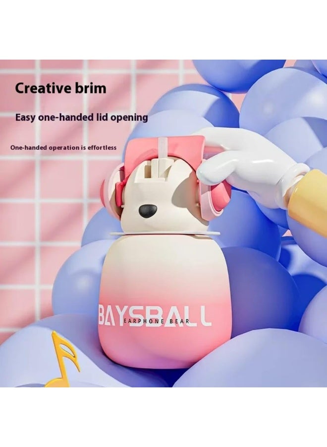 Baysa Baseball Bear Shaped Water Bottle Headphone Holder for Kids, 650ml School Water Bottle for Children (Multicolor) - Image 4